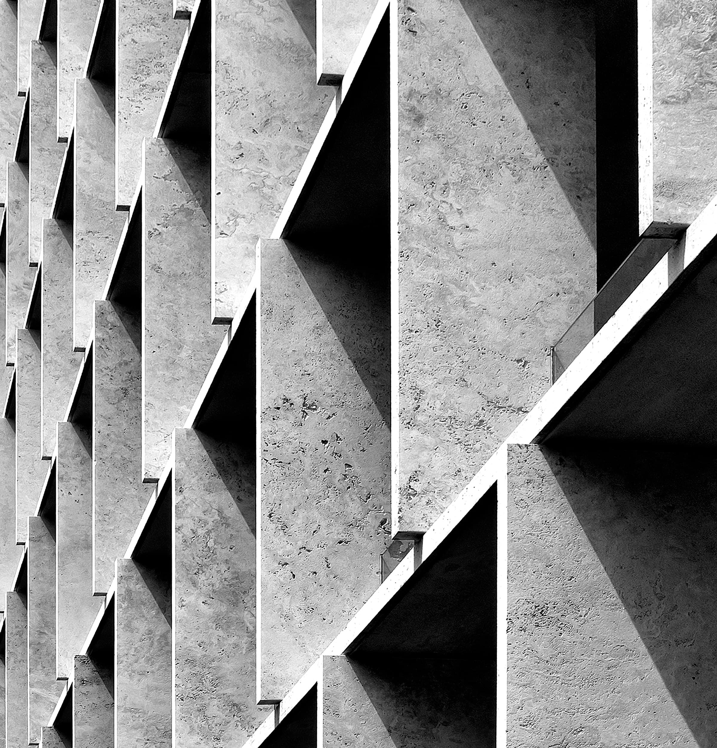 A stepped concrete facade